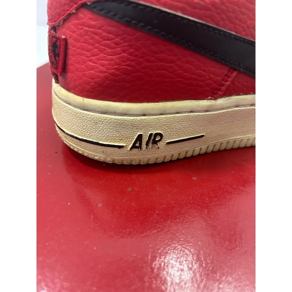 Nike Tumbled Leather Air Force 1 Low 4.5Y Red NBA Pack Streetwear Sporty Retro